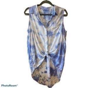 BeachLunchLounge Tie Dye Tie Front Tank Top